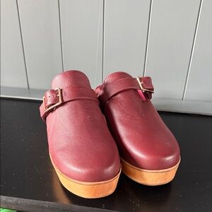 Charlotte Stone  Women's Burgundy Leather Clogs